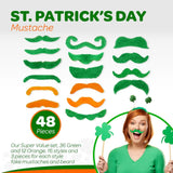 4E’s Novelty 48-Pack St. Patrick’s Day Mustache Set – Fun Green & Orange Self-Adhesive Accessories