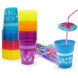4E’s Novelty 48-Pack Tropical Party Cups with Parasol Straws – Vibrant Hawaiian Luau Drinkware Set