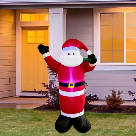 4E’s Novelty 5ft Inflatable Santa Claus Outdoor Decoration with LED Lights - Christmas Blow Up Yard Decor