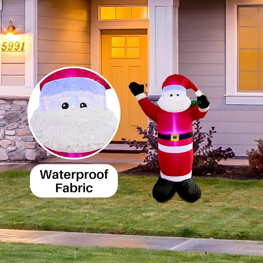 4E’s Novelty 5ft Inflatable Santa Claus Outdoor Decoration with LED Lights - Christmas Blow Up Yard Decor
