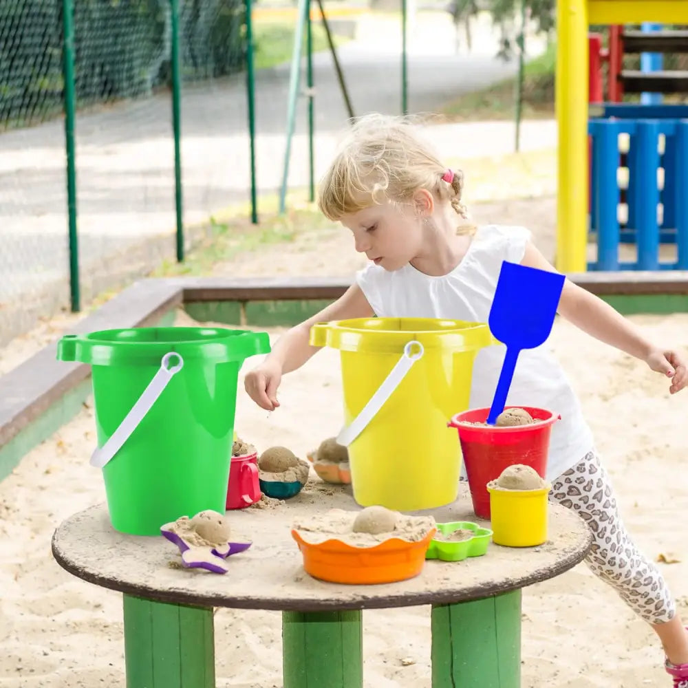 4E’s Novelty 6 Pack Beach Buckets with Shovels – 7.5’’ Sand Pails & Shovels for Kids’ Outdoor Play