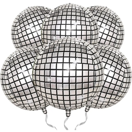 4E’s Novelty 6 PCS Silver 22 Inch Disco Balloons Perfect for Disco Party Decorations