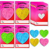 4E’s Novelty 72-Pack Heart Maze Valentine Cards – Bulk Party Favors for Kids’ School Exchange