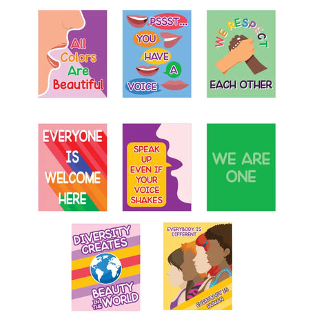 4E’s Novelty 8 Pc Multicultural Children Posters Diversity Posters for Classroom