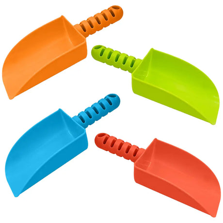 4E’s Novelty 8’’ Plastic Shovels for Kids – 4 Pack Beach & Garden Fun