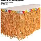 4E’s Novelty 9ft Luau Grass Table Skirt 2 Pack – Hawaiian Party Decor & Moana Birthday Must-Have - Party Favors