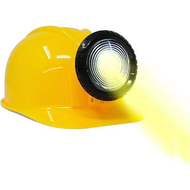 4E’s Novelty Adjustable Yellow Construction Worker Hard Hat with LED Light for All Ages