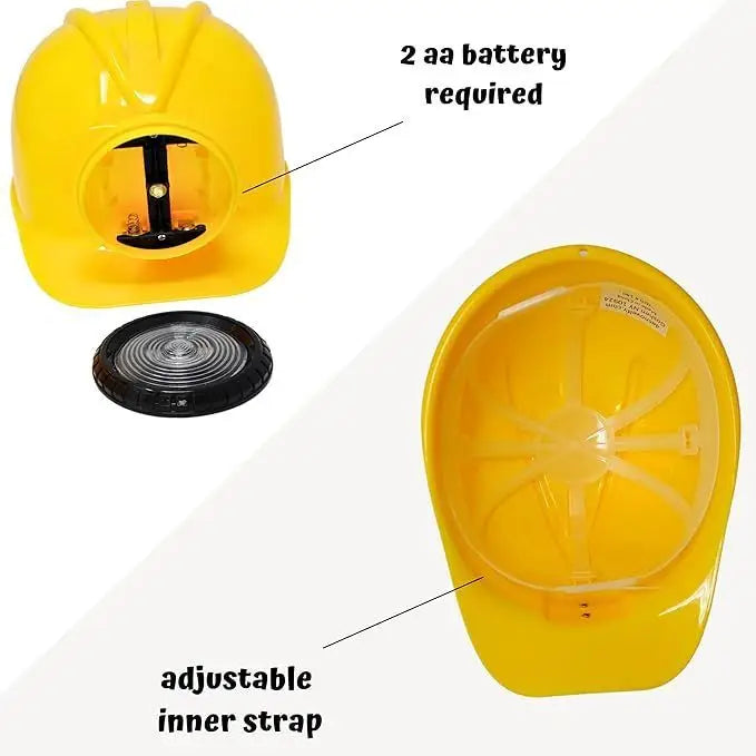 4E’s Novelty Adjustable Yellow Construction Worker Hard Hat with LED Light for All Ages