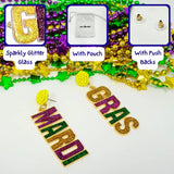 4E’s Novelty Beaded Dangle Earrings for Women – Festive Mardi Gras Fashion Jewelry