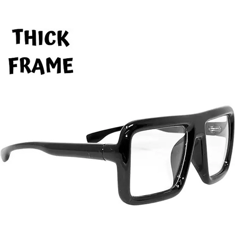 4E’s Novelty Black Oversized Glasses - Clear Lens Non-Prescription Fashion Eyewear for Adults & Kids