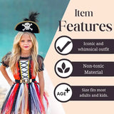 4E’s Novelty Black Pirate Headband for Women & Girls - Pirate Headband with Skull & Feather Pirate Hat Perfect Pirate