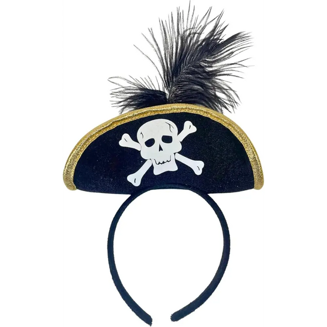 4E’s Novelty Black Pirate Headband for Women & Girls - Pirate Headband with Skull & Feather Pirate Hat Perfect Pirate