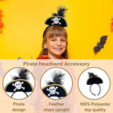 4E’s Novelty Black Pirate Headband for Women & Girls - Pirate Headband with Skull & Feather Pirate Hat Perfect Pirate