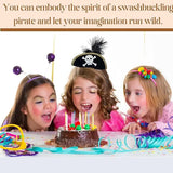 4E’s Novelty Black Pirate Headband for Women & Girls - Pirate Headband with Skull & Feather Pirate Hat Perfect Pirate