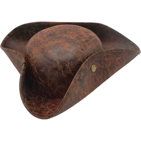 4E’s Novelty Brown Faux Leather Tricorn Hat - Pirate Costume for Men Women & Kids Pirate Accessories for Dress Up