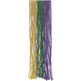 4E’s Novelty Bulk 72 Mardi Gras Bead Necklaces – 33’’ Long 7mm Thick Party Favors