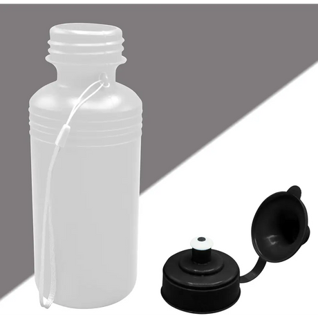 12 Sports Water Bottles Bulk (12 Pack) 18 oz Squeeze Reusable Plastic White Water Bottle, BPA Free, School Kids Water Bottles by 4E's Novelty