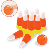 4E’s Novelty Candy Corn Bowling Set for Kids & Adults - Halloween Bowling Game Bowling Ball & 10 Plastic Bowling Pins
