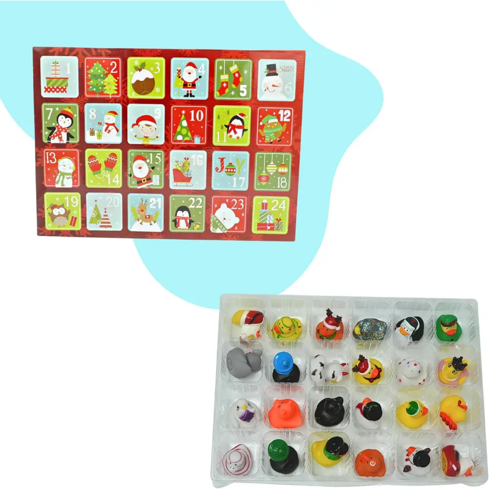 4E’s Novelty Christmas Advent Calendar 2024 – 24 Christmas Rubber Ducks for a Fun Countdown!