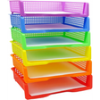 4E’s Novelty Colorful Plastic Classroom Storage Bins - 13.75’’ x 10.25’’ for Organizing Papers Pencils Arts & Crafts
