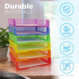 4E’s Novelty Colorful Plastic Classroom Storage Bins - 13.75’’ x 10.25’’ for Organizing Papers Pencils Arts & Crafts