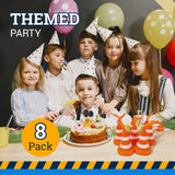 4E’s Novelty Construction Cone Cups – 8-Pack 10oz Plastic Cups with Lid & Straws Perfect for Kids Construction Theme