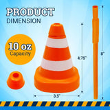 4E’s Novelty Construction Cone Cups – 8-Pack 10oz Plastic Cups with Lid & Straws Perfect for Kids Construction Theme