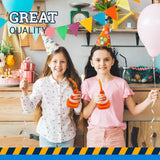 4E’s Novelty Construction Cone Cups – 8-Pack 10oz Plastic Cups with Lid & Straws Perfect for Kids Construction Theme