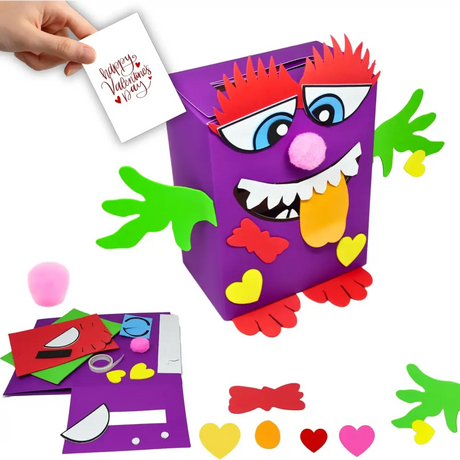4E’s Novelty DIY Monster Valentine Mailbox Kit – Creative Kids’ Craft for School Projects