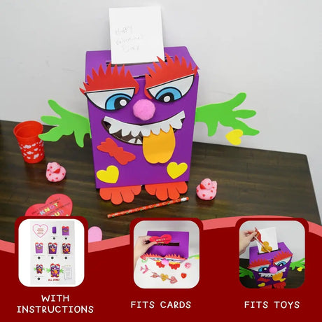 4E’s Novelty DIY Monster Valentine Mailbox Kit – Creative Kids’ Craft for School Projects