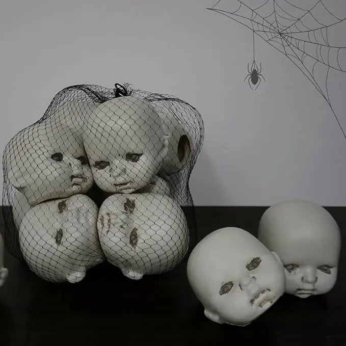 4E’s Novelty Doll Heads Halloween Decorations 12 Pcs Baby Doll Heads in Mesh Bag 3.5’’ Baby Doll Heads for Halloween