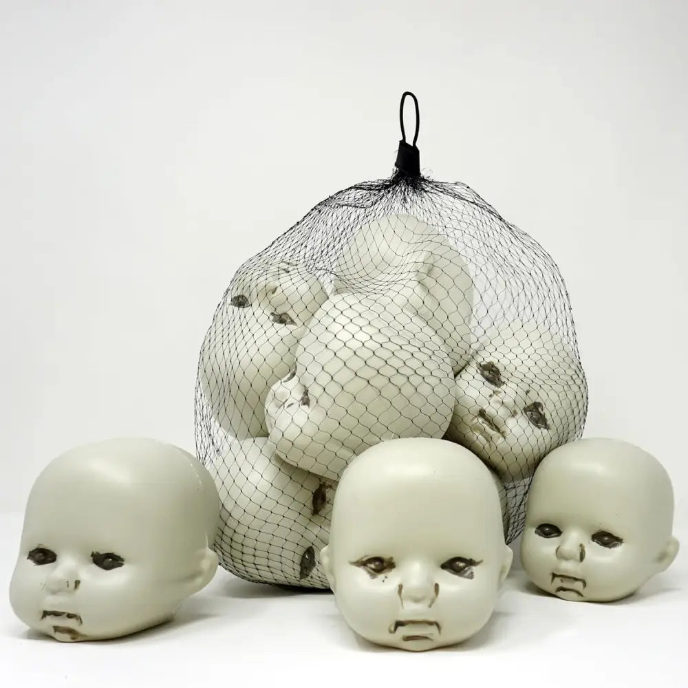 4E’s Novelty Doll Heads Halloween Decorations 12 Pcs Baby Doll Heads in Mesh Bag 3.5’’ Baby Doll Heads for Halloween