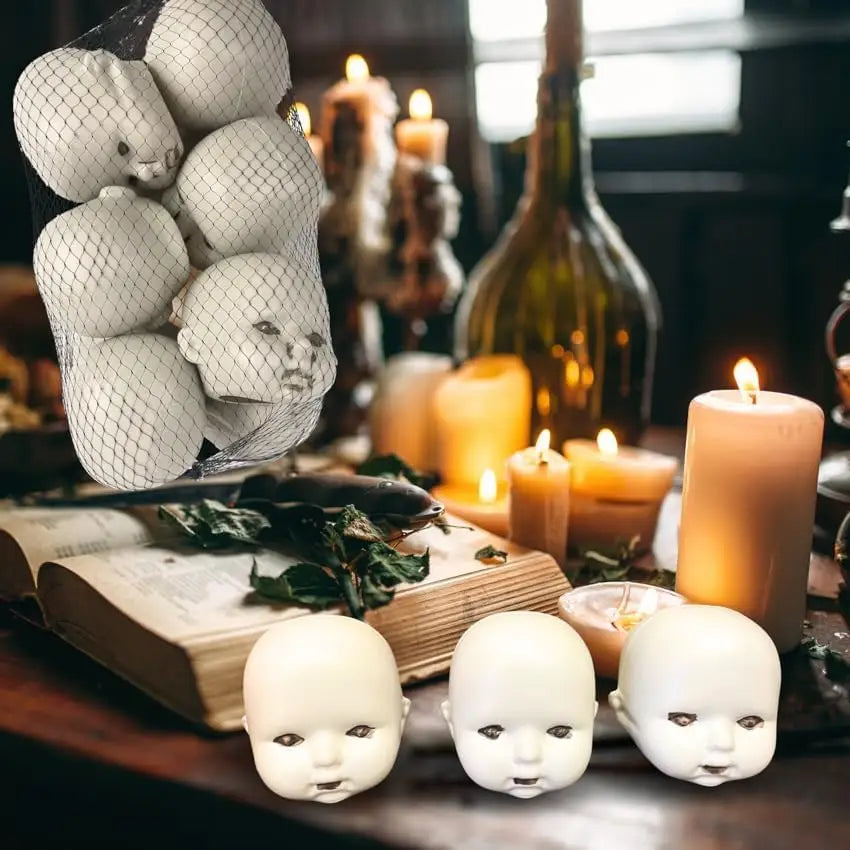 4E’s Novelty Doll Heads Halloween Decorations 12 Pcs Baby Doll Heads in Mesh Bag 3.5’’ Baby Doll Heads for Halloween