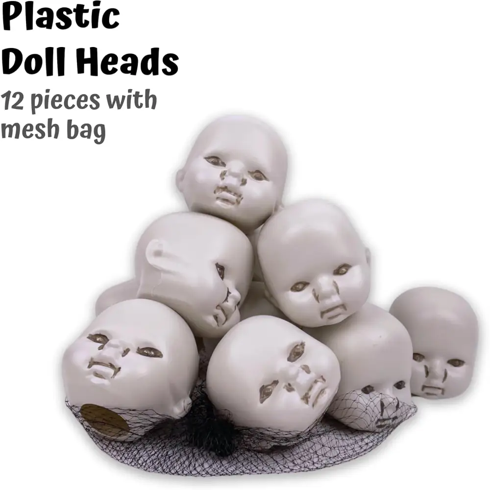 4E’s Novelty Doll Heads Halloween Decorations 12 Pcs Baby Doll Heads in Mesh Bag 3.5’’ Baby Doll Heads for Halloween