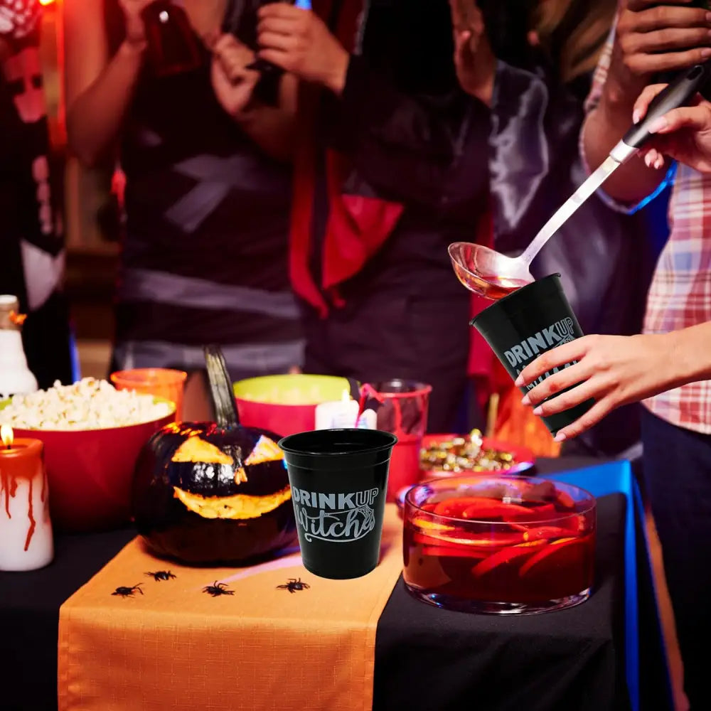 4E’s Novelty Drink Up Witches Halloween Disposable Cups 50 Pack 16 oz – Black Plastic Cups Plastic Cups for Party
