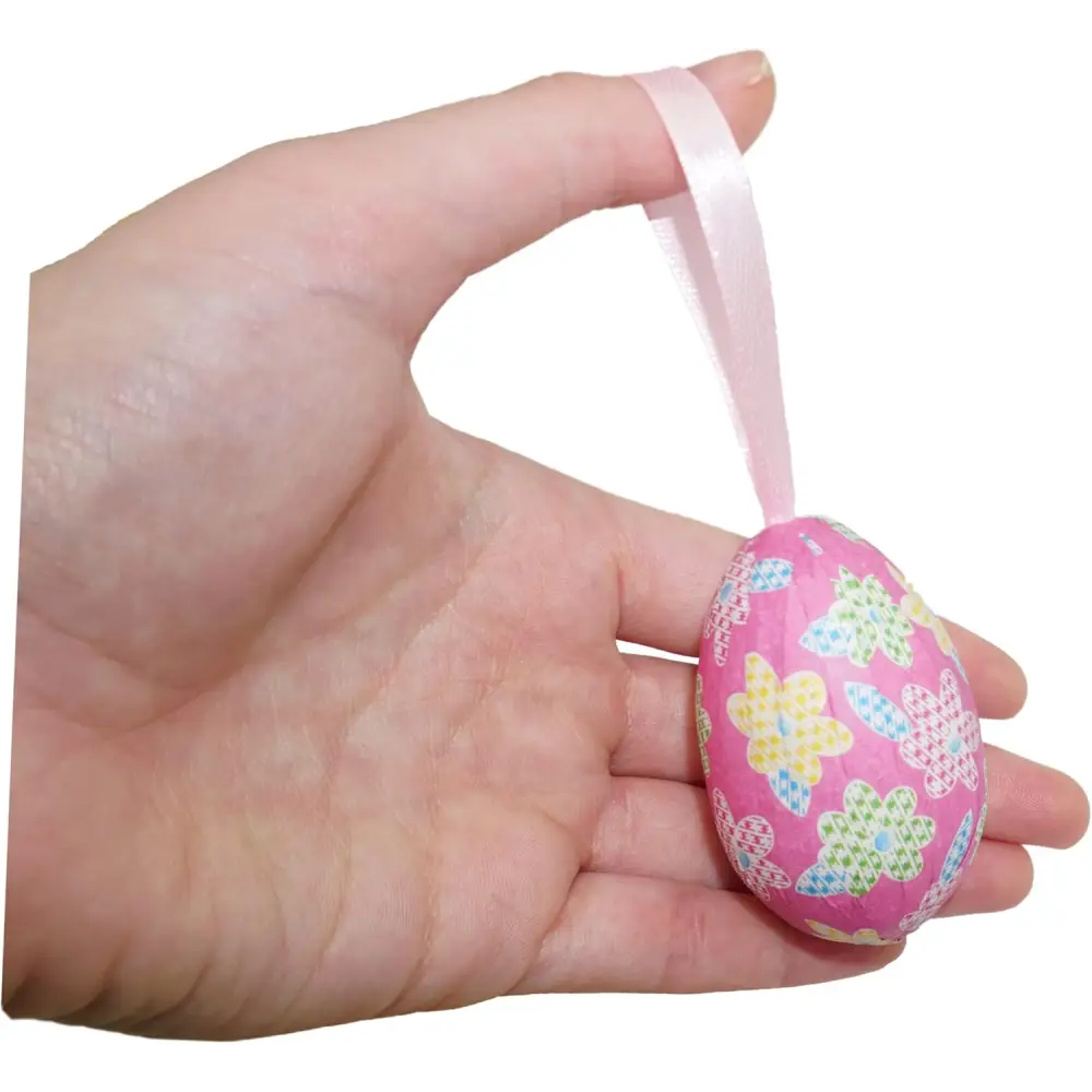 4E’s Novelty Easter Tree Ornaments - 2.25’’ Paper Mache Easter Egg Decorations Set of 12