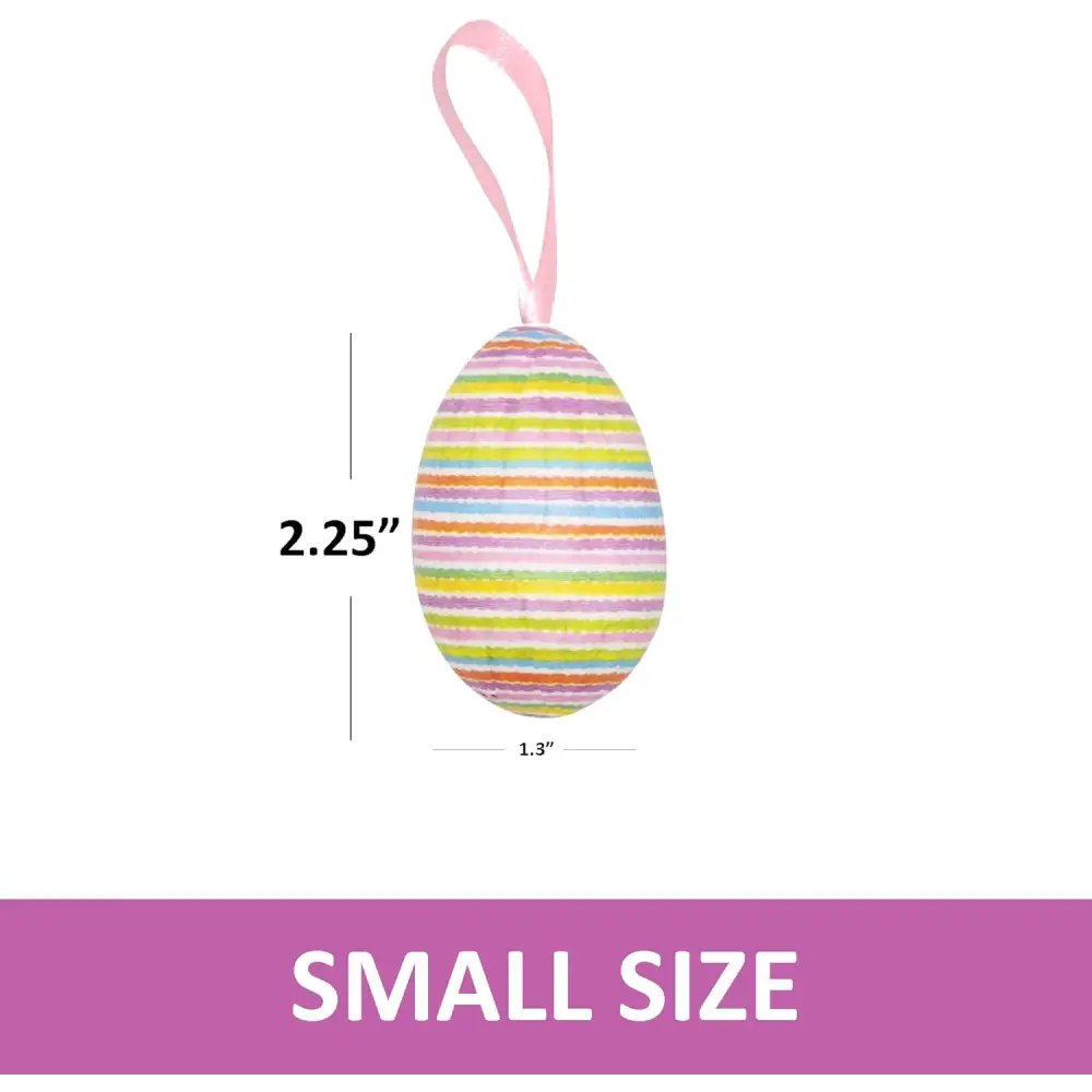 4E’s Novelty Easter Tree Ornaments - 2.25’’ Paper Mache Easter Egg Decorations Set of 12