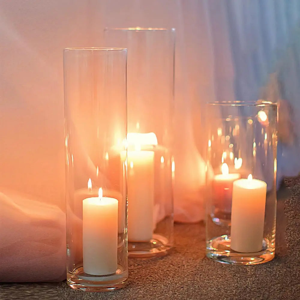 4E’s Novelty Elegant Glass Cylinder Vases Set – Perfect for Home Decor Events & Weddings