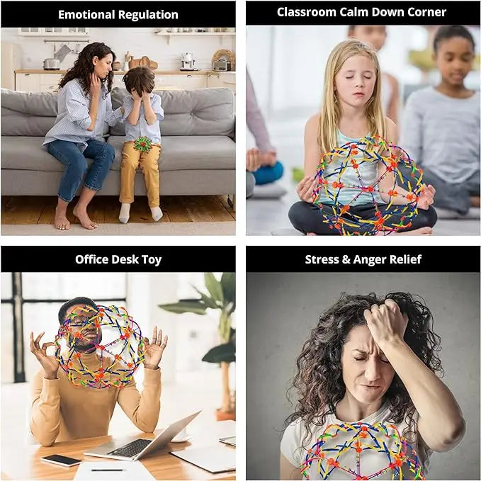 4E’s Novelty Expandable Ball Toy Sphere – Stress Relief Ball for Kids & Adults Breathing Aid Hoberman Sphere – 1 Pack