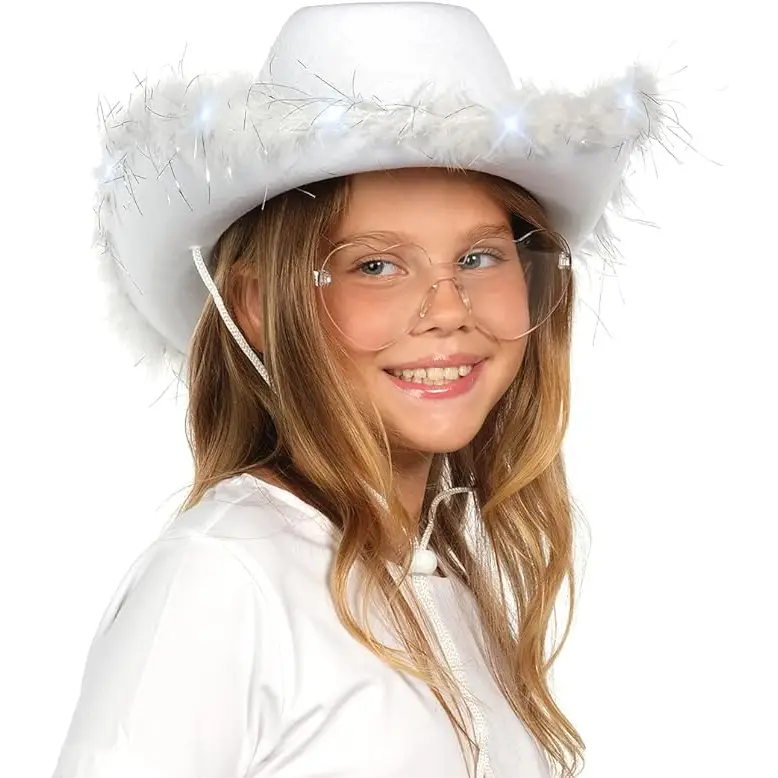 4E’s Novelty Felt Cowgirl Hat w/ Heart Glasses – Western Party Accessory for Adults - Costume Accessories