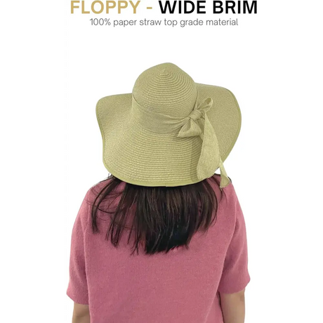 4E’s Novelty Floppy Sun Hat with Sunglasses UPF 50 + Packable Straw Hat for Women Adjustable Beach Hat Travel