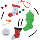 4E’s Novelty Foam Christmas Snowman Stocking Ornament Craft (12 Pack) - Christmas Crafts for Kids DIY Stocking Ornament