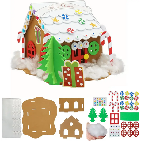 4E’s Novelty Foam Gingerbread House Craft Kit – DIY Christmas Fun for Kids Ages 3-12