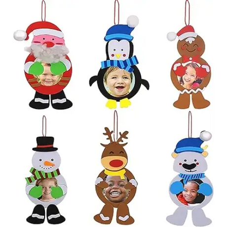 4E’s Novelty Foam Snowflake Picture Frame Craft (12 Pack) - Fun Christmas DIY Picture Frames Craft Kit Individually