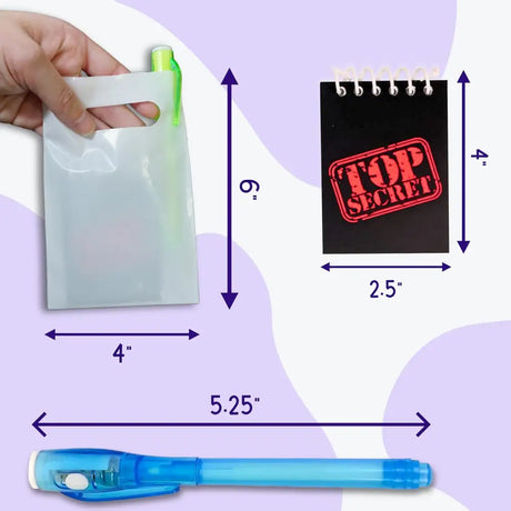 4E’s Novelty Fun Pens for Kids – 12 Magic UV Light Pens Notebooks & Goodie Bags for Spy Adventures - Party Favors