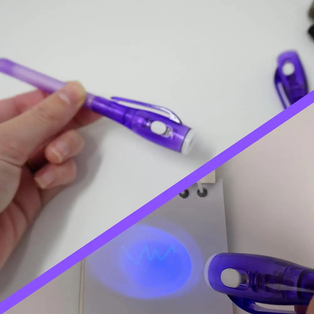 4E’s Novelty Fun Pens for Kids – 12 Magic UV Light Pens Notebooks & Goodie Bags for Spy Adventures - Party Favors