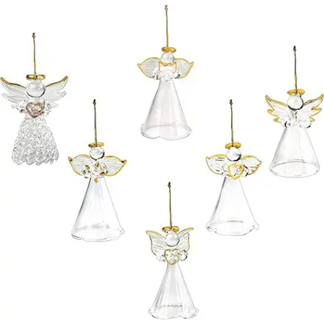 4E’s Novelty Glass Angel Ornaments for Christmas Tree (Set of 12) – Elegant Mini Angels Decor