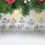 4E’s Novelty Glass Angel Ornaments for Christmas Tree (Set of 24) - 2.5’’ Mini Angels Decor Clear Spun Glass Angel