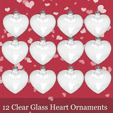 4E’s Novelty Glass Heart Christmas Ornament 60mm/2.36’’ Clear Fillable Ornaments (12 Pack) – Shatterproof Clear