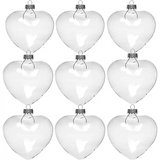 4E’s Novelty Glass Heart Christmas Ornament 60mm/2.36’’ Clear Fillable Ornaments (12 Pack) – Shatterproof Clear